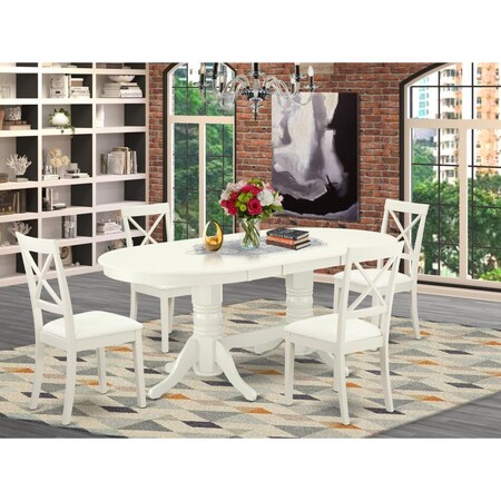 East West Furniture 5 Piece Vancouver Kitchen Furniture Set - Linen White VABO5-LWH-W